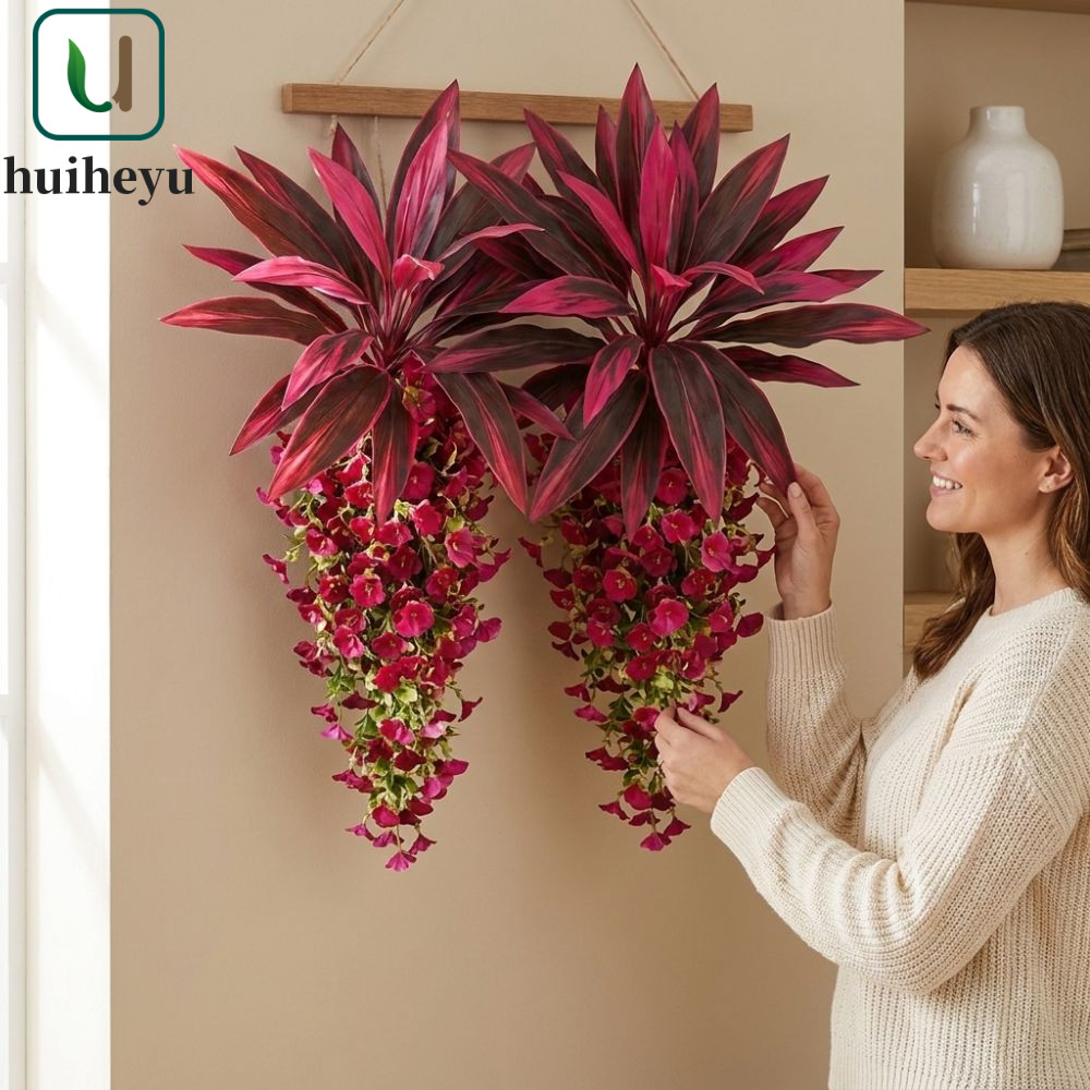 ZENITHEM Giả Trailing Petunia Floral Plant, Realistic Hỗn Hợp Cảm Ứng Thật Nhân Tạo Dracaena Morning