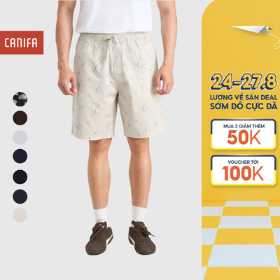 Quần short nam CANIFA ống suông rộng cạp chun in họa tiết 8BS26S007