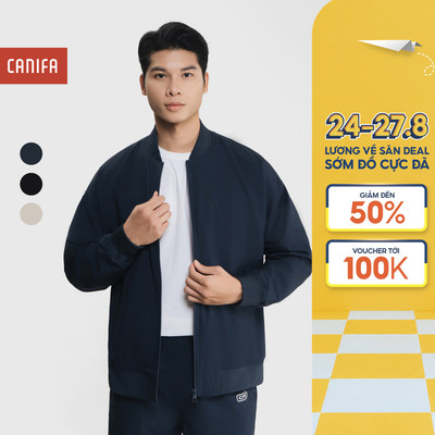 Áo khoác bomber active nam CANIFA dài tay cổ bẻ basic 8OT25W026