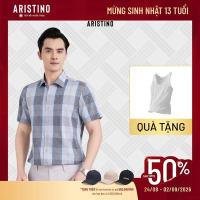 Áo Sơ Mi Nam Aristino Kẻ Đan Lát Tinh Tế Phom Regular Fit Thoải Mái Sợi Tre Thoáng Mát ASS607EDP01