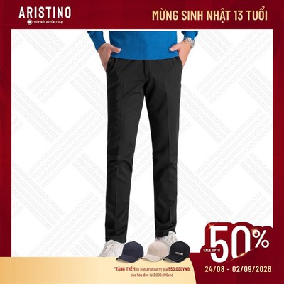 Quần kaki ARISTINO regular fit màu nâu vàng thời trang chất liệu CVC mềm mại thoáng mát AKKR0108