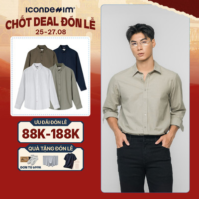 Áo Sơ Mi Linen Nam Tay Dài ICONDENIM Coastal Breeze Form Regular SMID0277