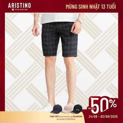 Quần Short âu Nam Aristino Regular Fit, họa tiết kẻ caro thời thượng - ASO011S3