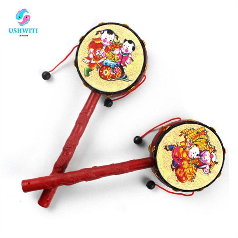 MLINX Spin Lục Lạc Trống, Trống Khỉ Tambourine Trung Quốc, Người Mới Bắt Đầu Hoạt Hình Nhựa Cầm Tay 