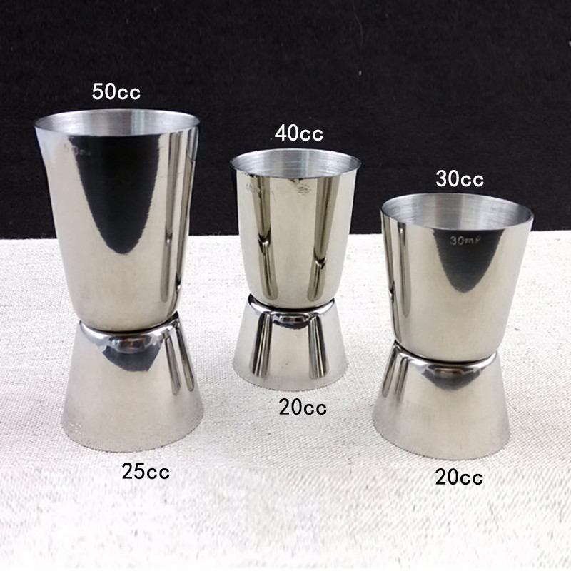 Cốc đo hai đầu bằng thép không gỉ Trộn cốc đo Ounce Cup 30cc Cửa hàng trà sữa Dụng cụ đo cạnh thẳng 