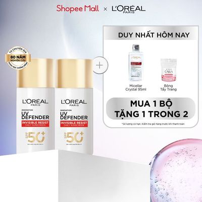 PB- Bộ 2 Sữa Chống Nắng Phổ Rộng Vô Hình Thoáng Da Kháng Mọi Tác Động Invisible Resist SPF 50+ PA++++ L’Oréal Paris 50ml