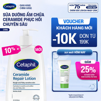 Sữa dưỡng ẩm phục hồi chuyên sâu cho da khô ráp, bong tróc, nhạy cảm Cetaphil Ceramide Repair Lotion 236ml