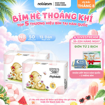 [TÃ DÁN] Combo 2 Bịch Tã/Bỉm Dán NABIZAM Magic Soft Cao Cấp An Toàn Cho Em Bé Size NB 3-5kg, 50 Miếng