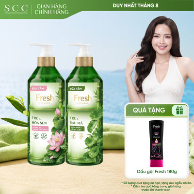Combo 2 Sữa Tắm Fresh Natural 700g - Hỗ trợ Làm Sạch, Duy Trì Độ Đàn Hồi Và Giúp Da Mềm Mịn