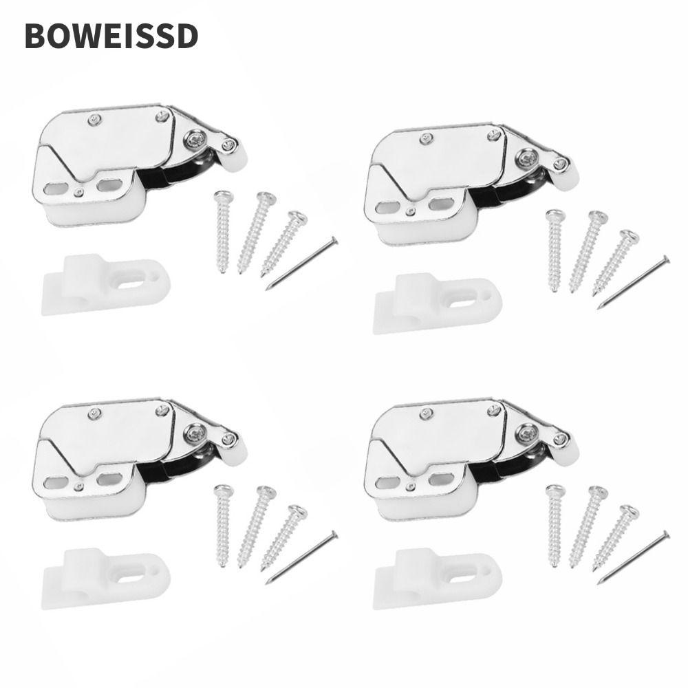 BOWEISSD 4 Chiếc Tủ Cửa Bắt, Đầu Mini Tự Động Lò Xo Chốt Cửa Tủ, Cảm Ứng Phát Hành Tự Khóa Đẩy Để Mở