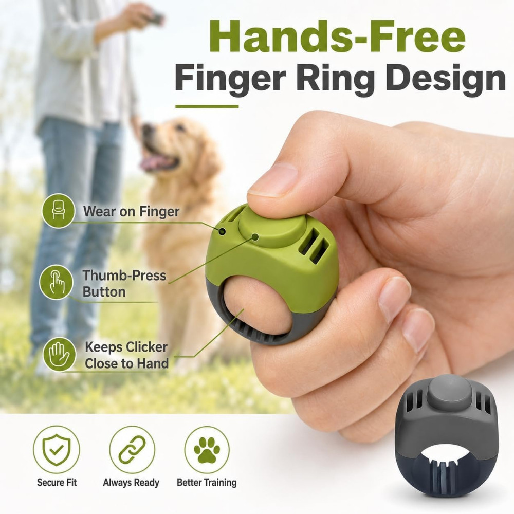 Huấn luyện viên chó Clicker Ring – Clicker huấn luyện đeo được cho mèo và chó có âm thanh mượt mà