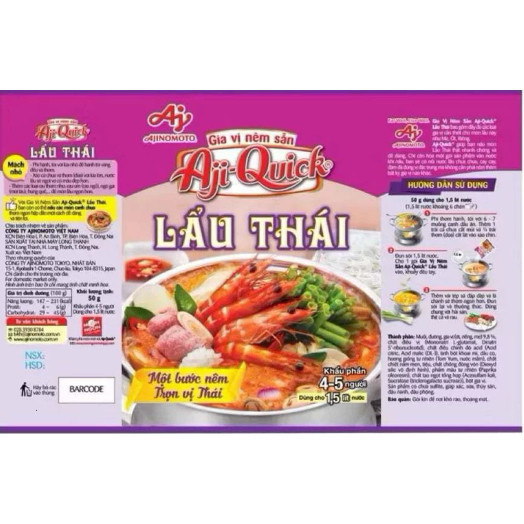Gia Vị Lẩu Thái Aji-Quick Thùng 60 Gói x 59g - Gia Vị Lẩu Ajinomoto Chính Hãng - Date Mới | NPP Trun