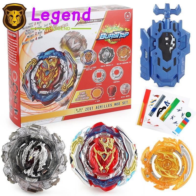 Flame Bey Burst B-201 (3in1) Zest Achilles với hộp phóng Bộ đồ chơi Quay