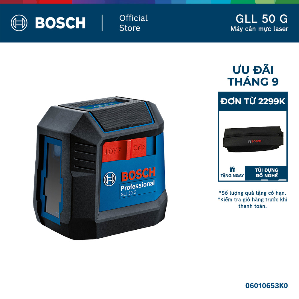 Máy cân mực laser Bosch GLL 50 G – Laser tia xanh, hiển thị rõ, chính xác cao