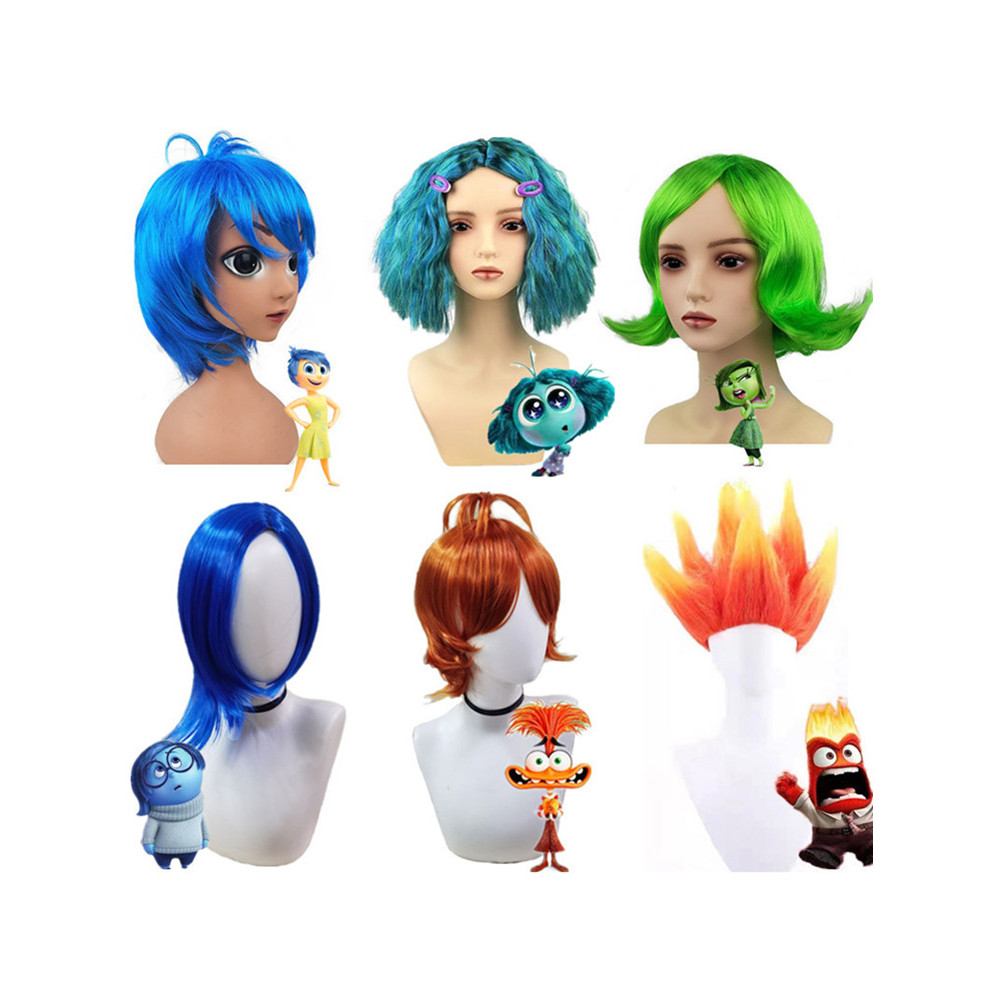 Trẻ Em Tóc Giả Brain Agents Inside Out2 Inside Out2 Happy Muse cos Halloween Ngộ nghĩnh Tóc Ngắn