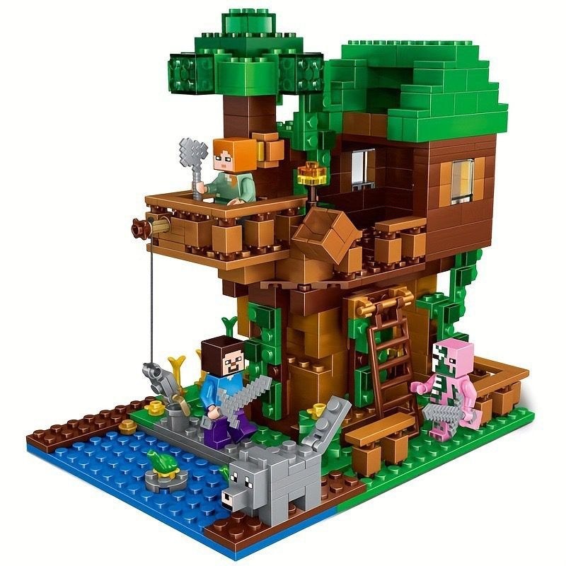 Khối Xây Dựng Minecraft Minifigure Làng Cây Ngôi Nhà Minecraft Pixel Xe Máy Vũ Khí Khối Xây Dựng Đồ 