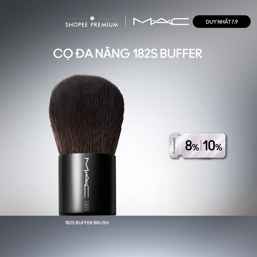 Cọ Kabuki đa năng MAC 182S Buffer Brush | Thiết kế thân ngắn, đầu cọ tròn dày giúp tán phấn đều màu 