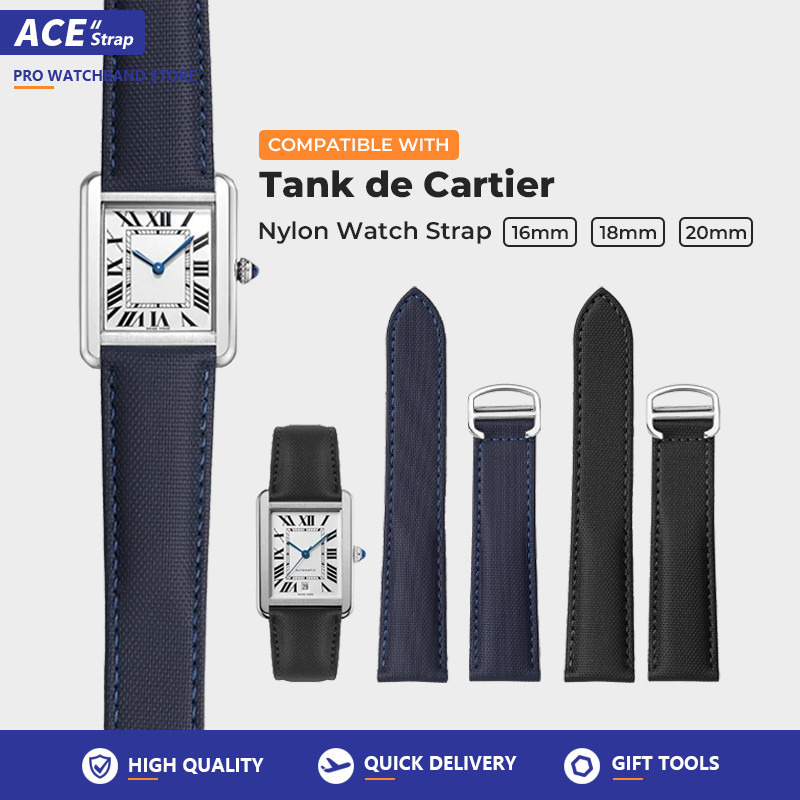 Tương thích với CARTIER Tank Solo Clé de Cartier Dây đeo đồng hồ Nylon nam và nữ 16mm 18mm 20mm