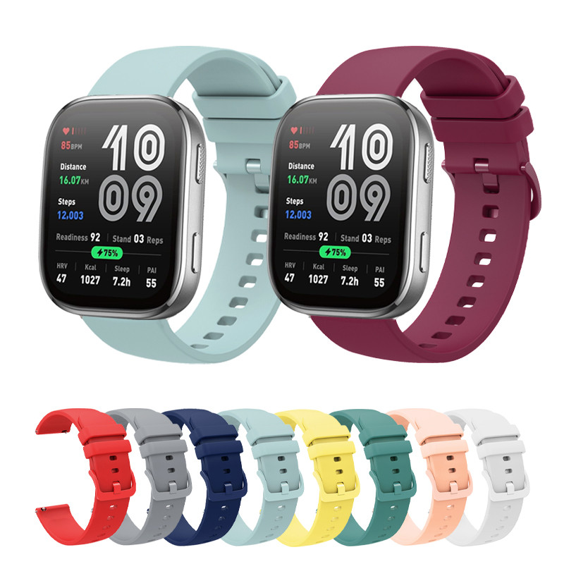 Dây đeo cổ tay silicon thoải mái Khóa cùng màu cho Huami Amazfit Active3 Premium Bip 6 5pro 3pro GTR