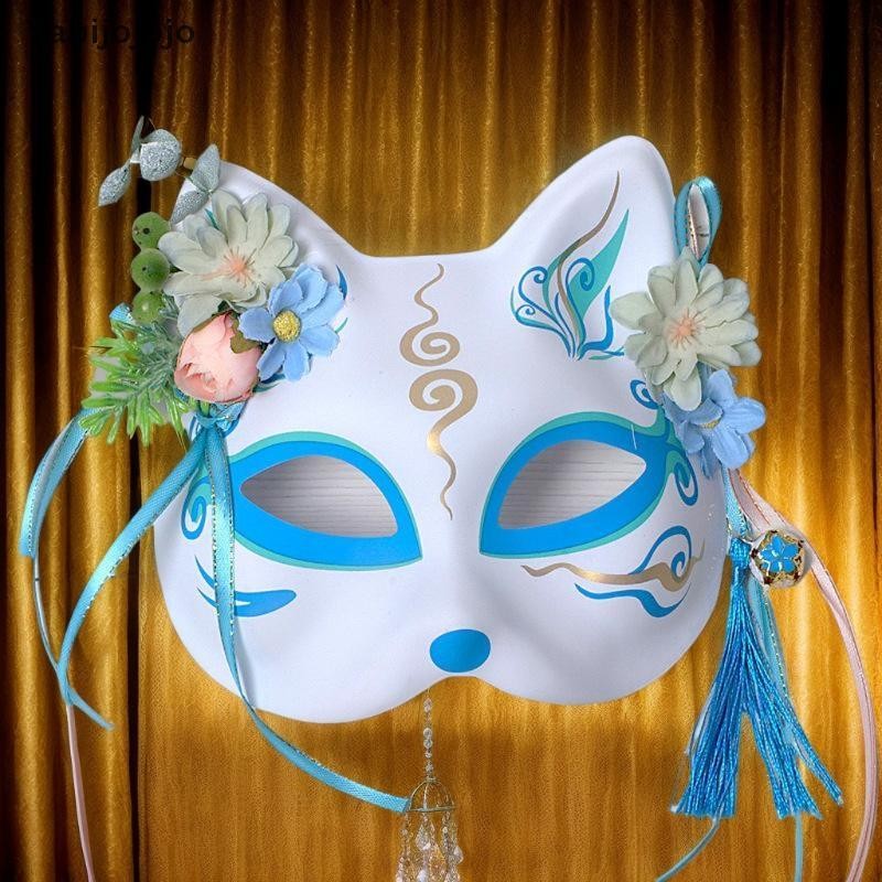 Yabijojo Anime Demon Fox Mask Vẽ Tay Nhật Bản Kitsune Mask Cosplay Prop Cho Lễ Hội Hóa Trang Bóng. M