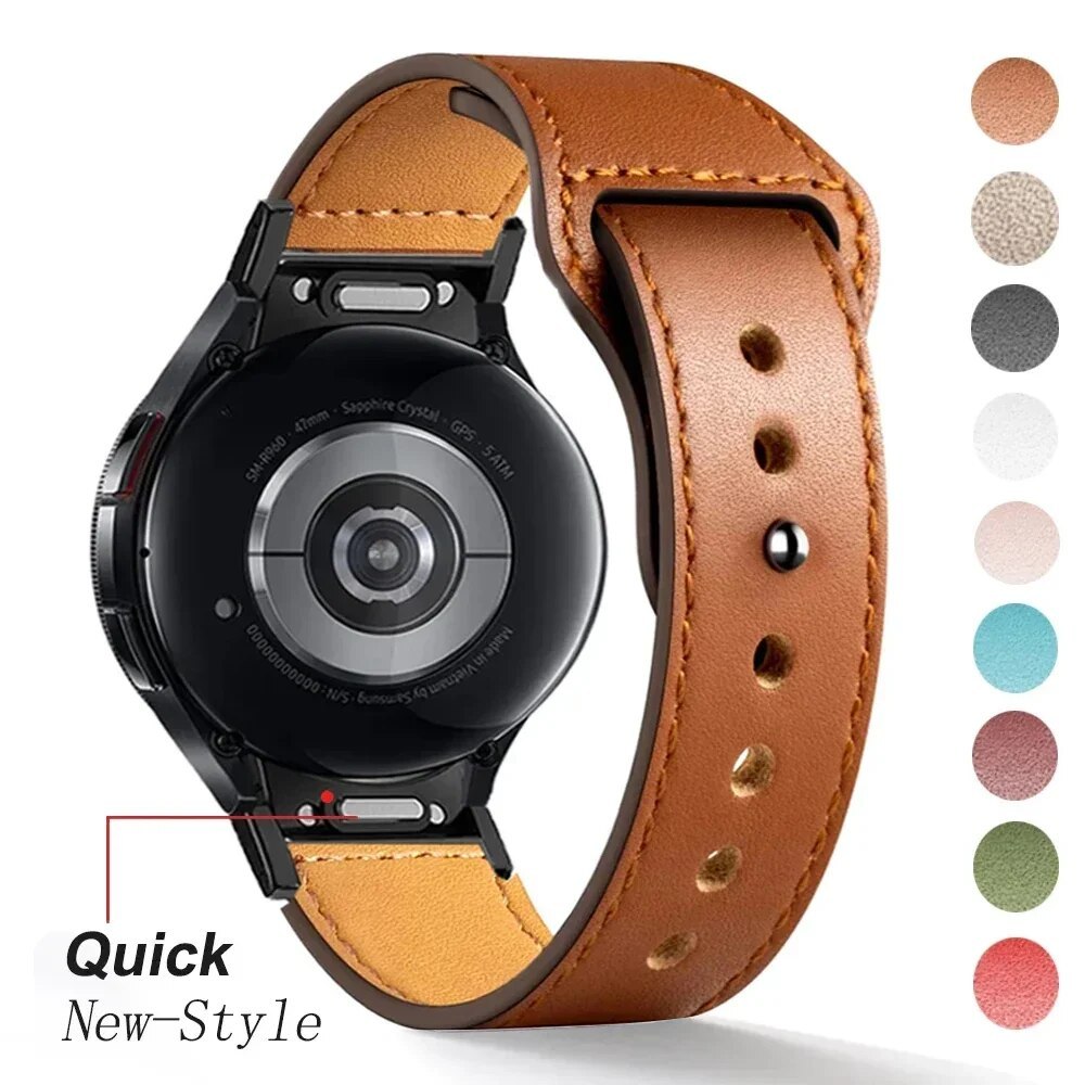 Dây da cho Galaxy Watch 6 Classic 47mm 43mm 4 Classic 46mm 42mm Quick Fit Vòng đeo tay cho Galaxy Wa