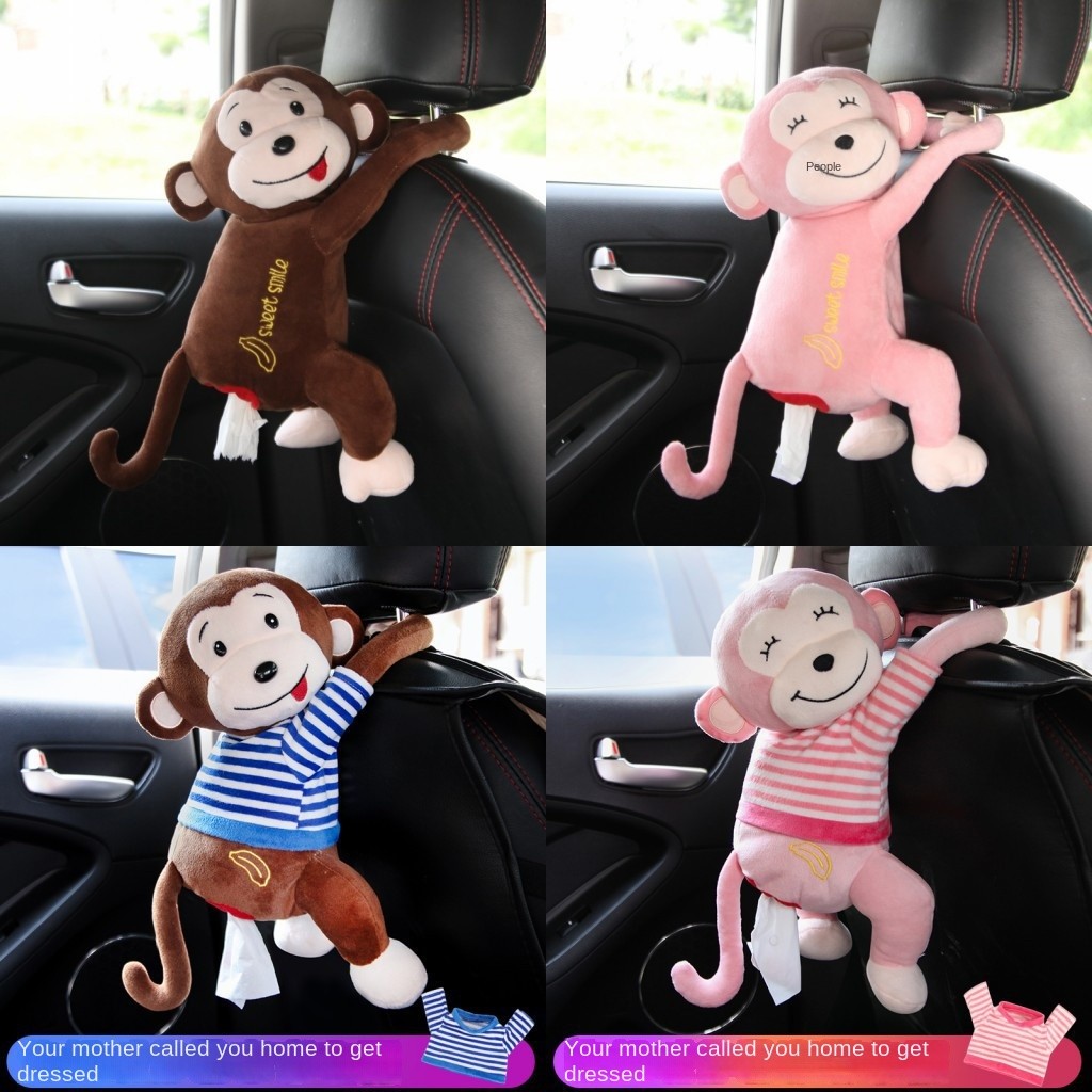 Creative Tissue Box Leather Monkey Tissue Box for Home and Car Car Hanging Tissue Dispenser Cute Car