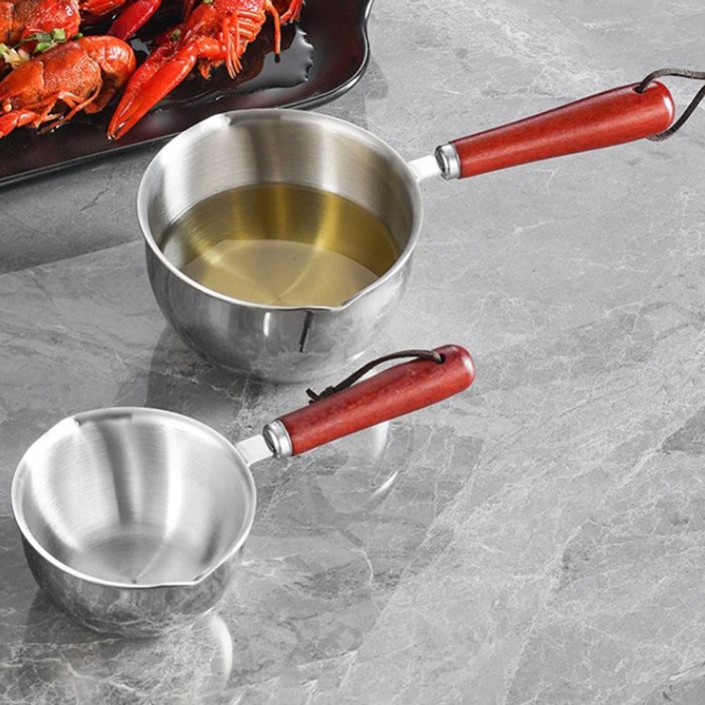 Durable Stainless Steel Hot Oil Pan for Cooking and Melting Butter Compact Size