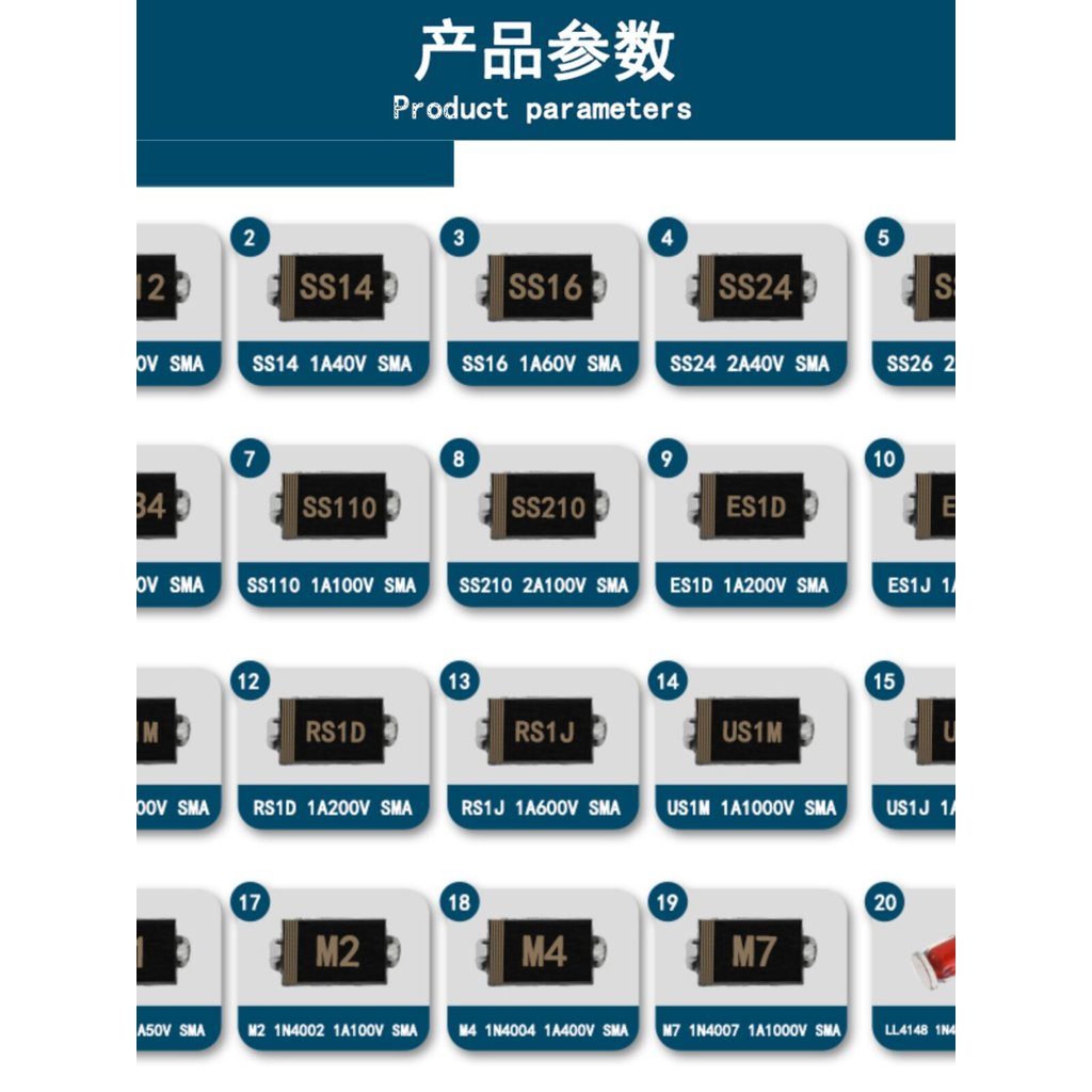 [10 CÁI] Thường được sử dụng để sửa chữa SS110 / RS1J / M7 / 24 / M4 / 310 / S34 Diode M7 Chỉnh lưu 