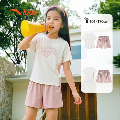 Anta Kids set Bộ Quần Áo Set Áo thun quần short Thời Trang Thể Thao Bé Gái từ 7- 16 tuổi A62627701