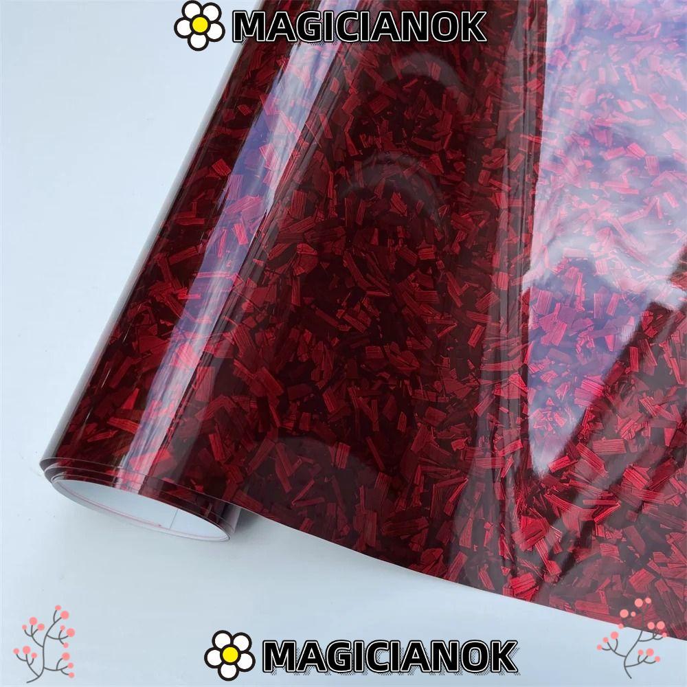 MAGICIANOK Carbon Vinyl Wrap Film, 152CM * 10CM DIY Wrap Roll Dính Decal, Đen Đỏ Tự Dính Miếng Dán X