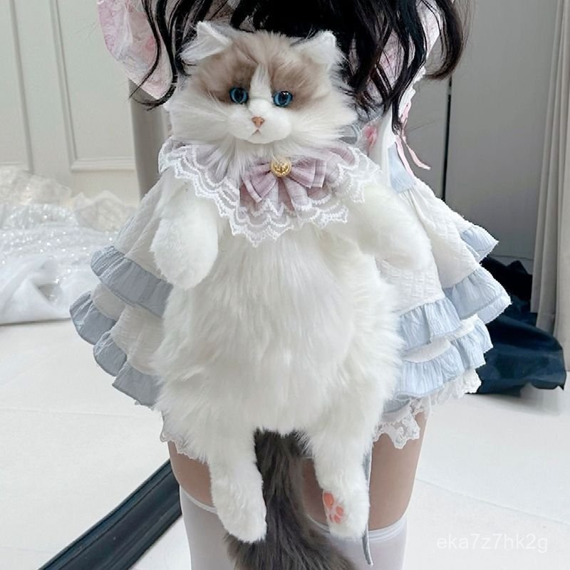 Balo gấu bông hình chú mèo Ragdoll dễ thương cặp sách mèo con nhồi bông mịn màng đồ chơi đóng vai ho