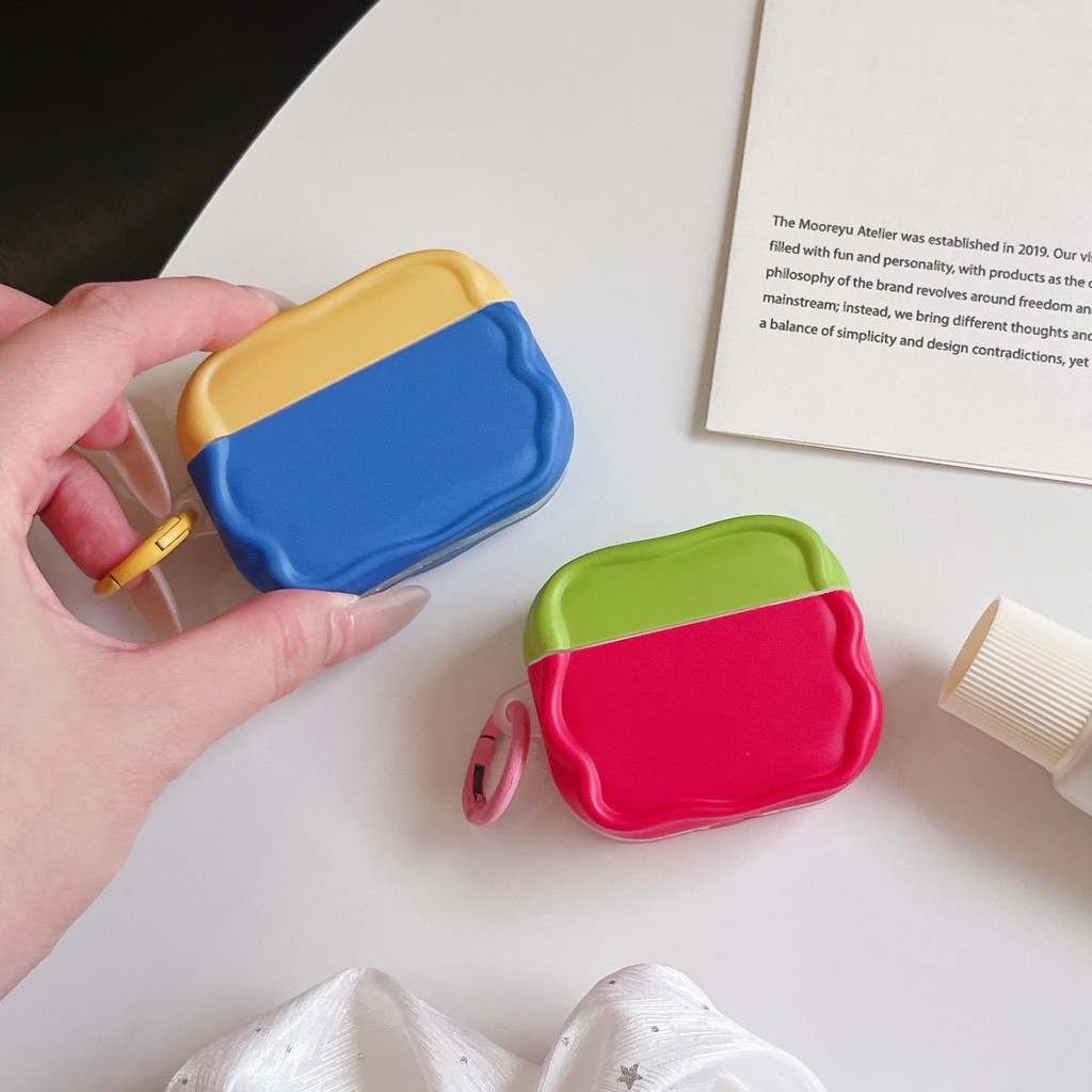 Ins Dễ Thương Dopamine Macaron Màu Khối Tai Nghe Có Vòng Chống Mất Cho AirPods 4 AirPods 3 Pro 2 Pro