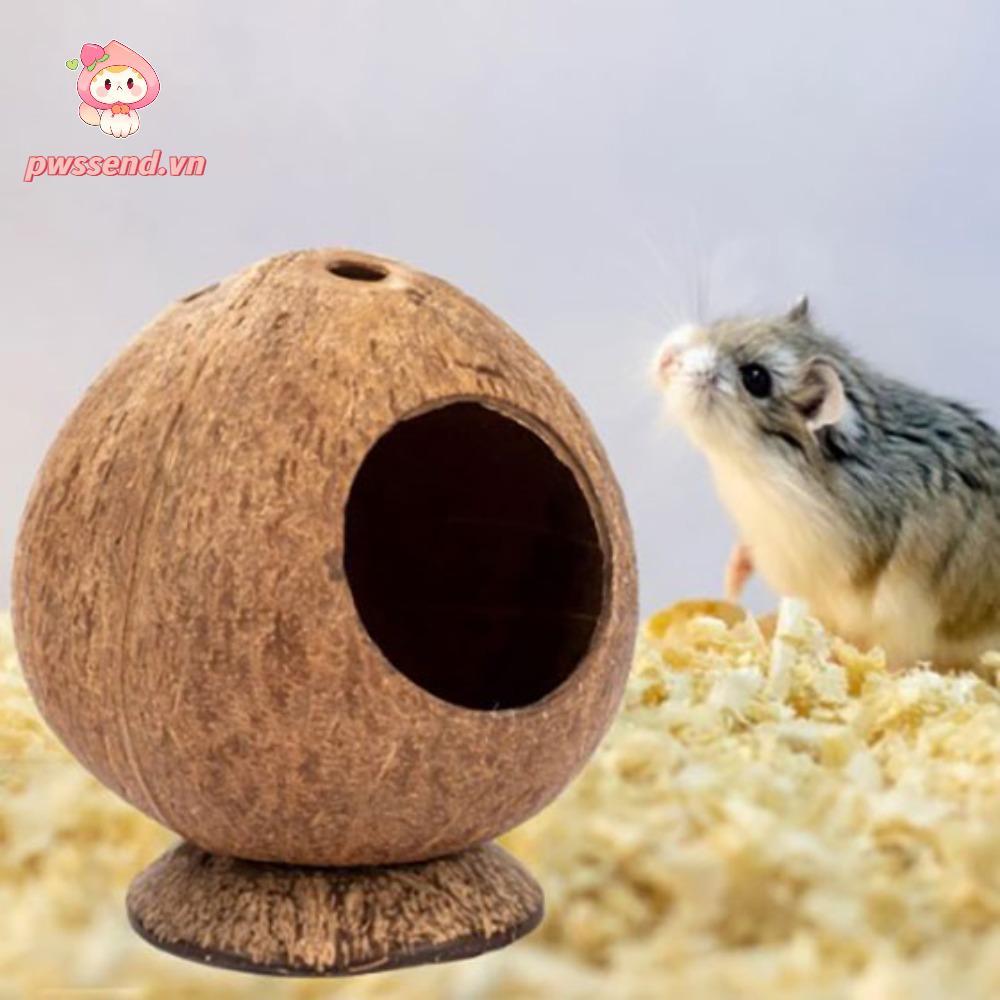 PWSSEND Hamster House, Vỏ dừa tự nhiên chống mài mòn dừa, Chống cắn ấm di động Guinea-pig Hamster Hi