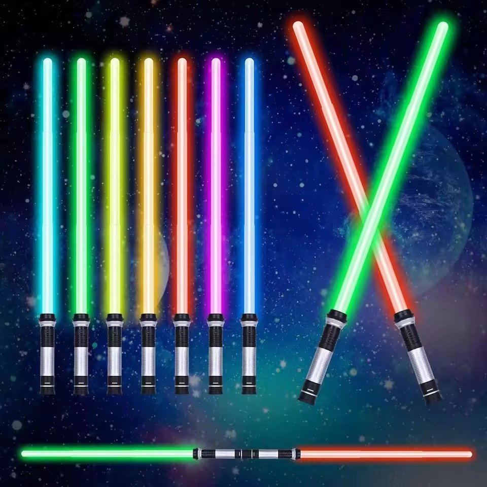 2 Chiếc Laser Lightsaber LED Sáng Lên Kiếm Ánh Sáng Kiếm Kiếm Kiếm Kiếm Với Hiệu Ứng Âm Thanh Bé Tra