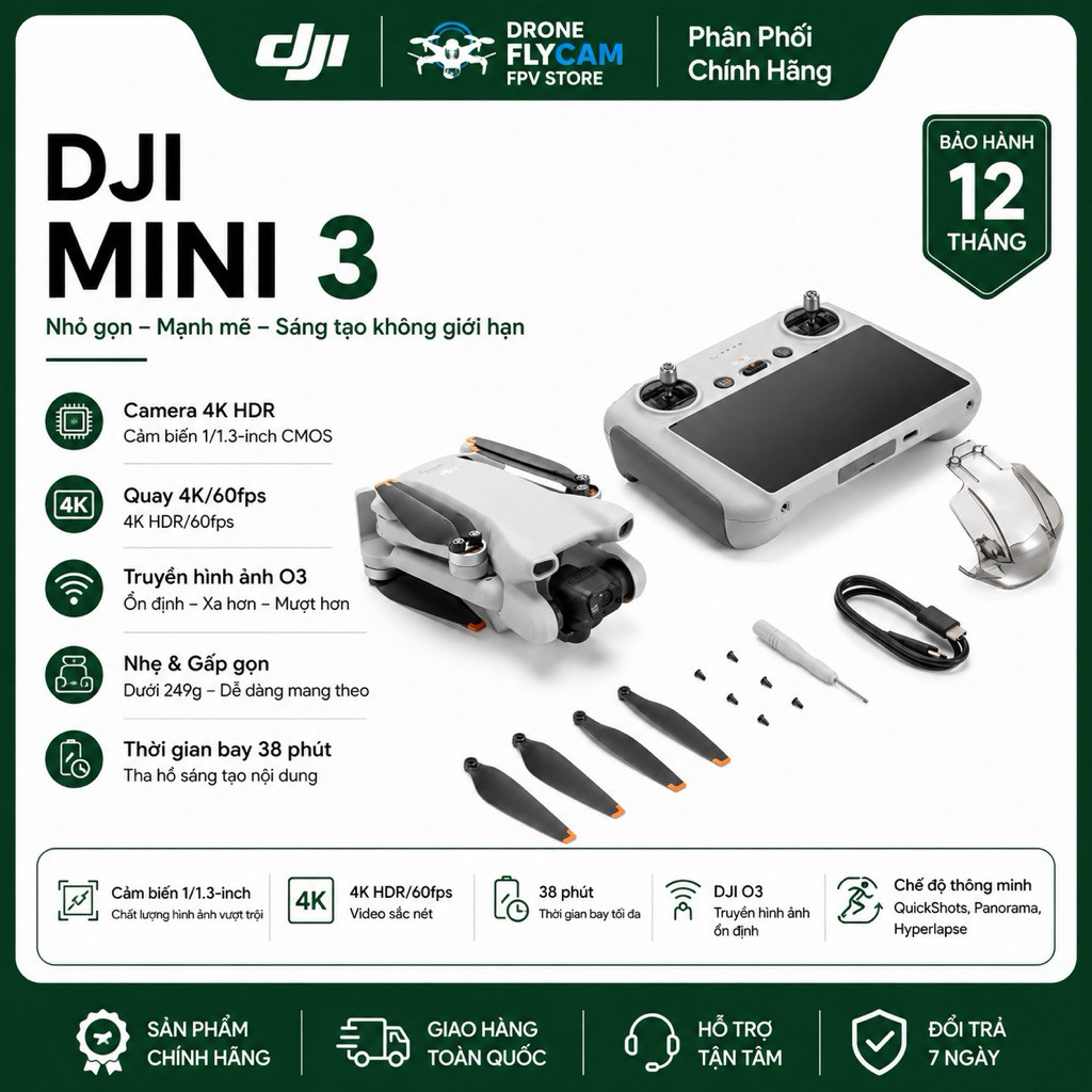 Flycam DJI MINI 4 PRO - Dji mini 3  - Tặng thẻ nhớ - nguyên seal - Chính hãng - Bh 12 tháng Dji Vn
