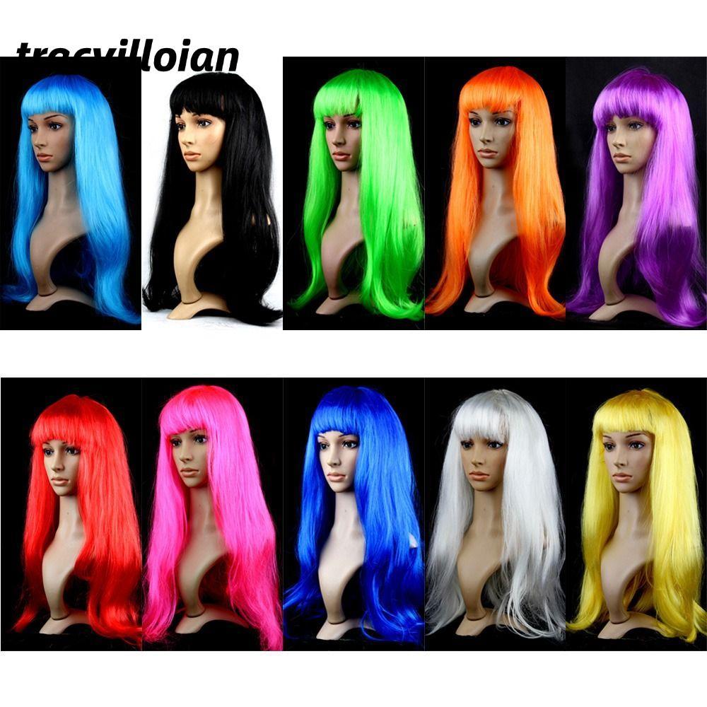TRACEILLOIAN Tóc Giả Nữ Nóng Full Tóc Giả Quần Áo Nữ Thời Trang Hóa Trang Dazzle Tóc Dài