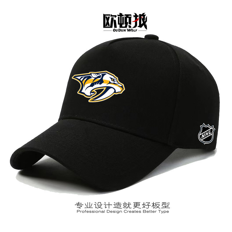 Hàng sẵn có NHL Nashville Predators Beast Shape Ice Hockey Team Huy hiệu Logo bên Mũ lưỡi in hình qu