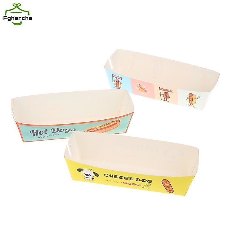 100 Chiếc Không Lạnh Nửa Dài / Hotdog Khay Có Thiết Kế In Hình Hotdog Sandwich Hot Dog Paaging Khay 