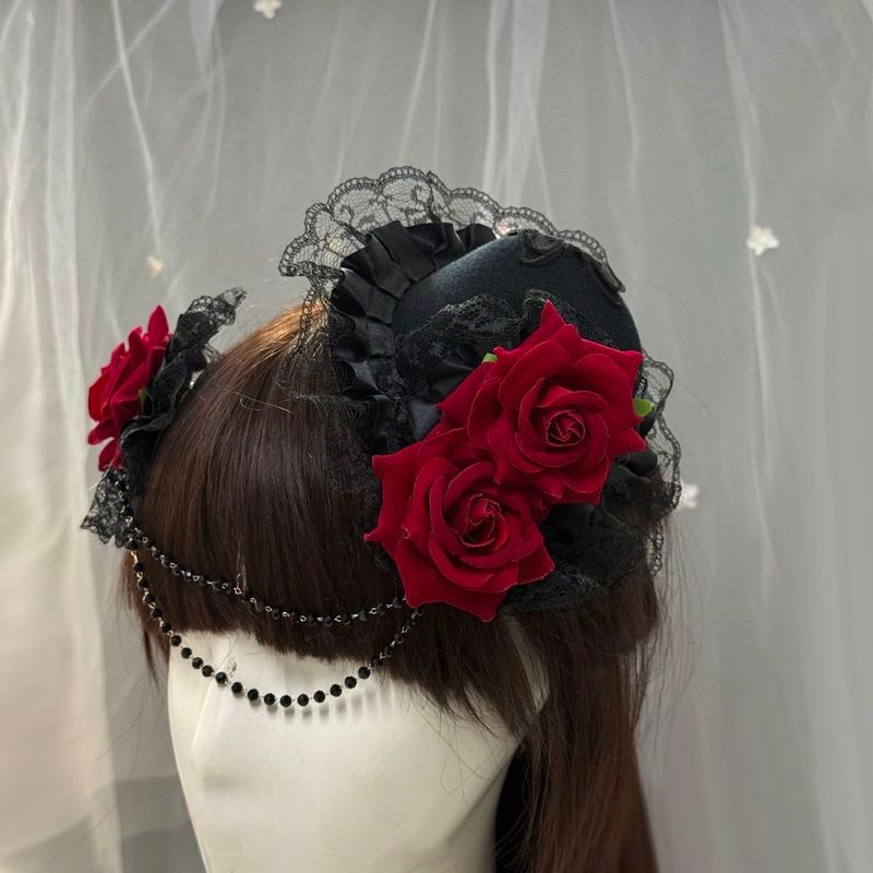 Lolita lolita lolita mũ đội đầu Dark Gothic Top Hat Rose Hair Clip