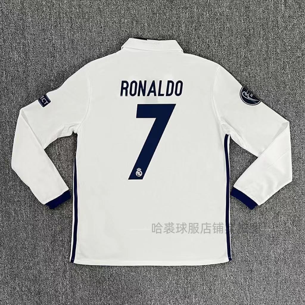 Áo Bóng Đá Real Madrid Dài Tay Real Madrid Retro Jersey Số 7 c Royal 16-17 Game Season Jersey Áo Bón