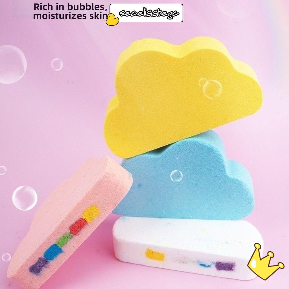 SECELPH Rainbow Cloud Bath Ball, Handmade Cloud Shaped Bath Fizzers, Rainbow Color Cascade Hòa tan F