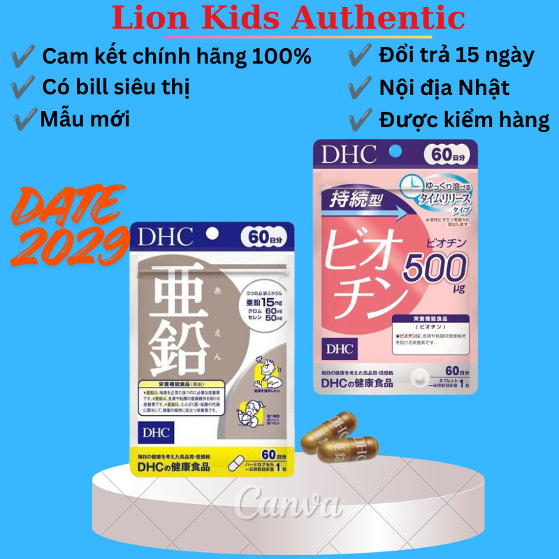 COMBO Kẽm DHC 60 Viên & Biotin DHC 60 Viên Nhật Bản [60 NGÀY] Giúp Tóc, Da, Móng Khỏe