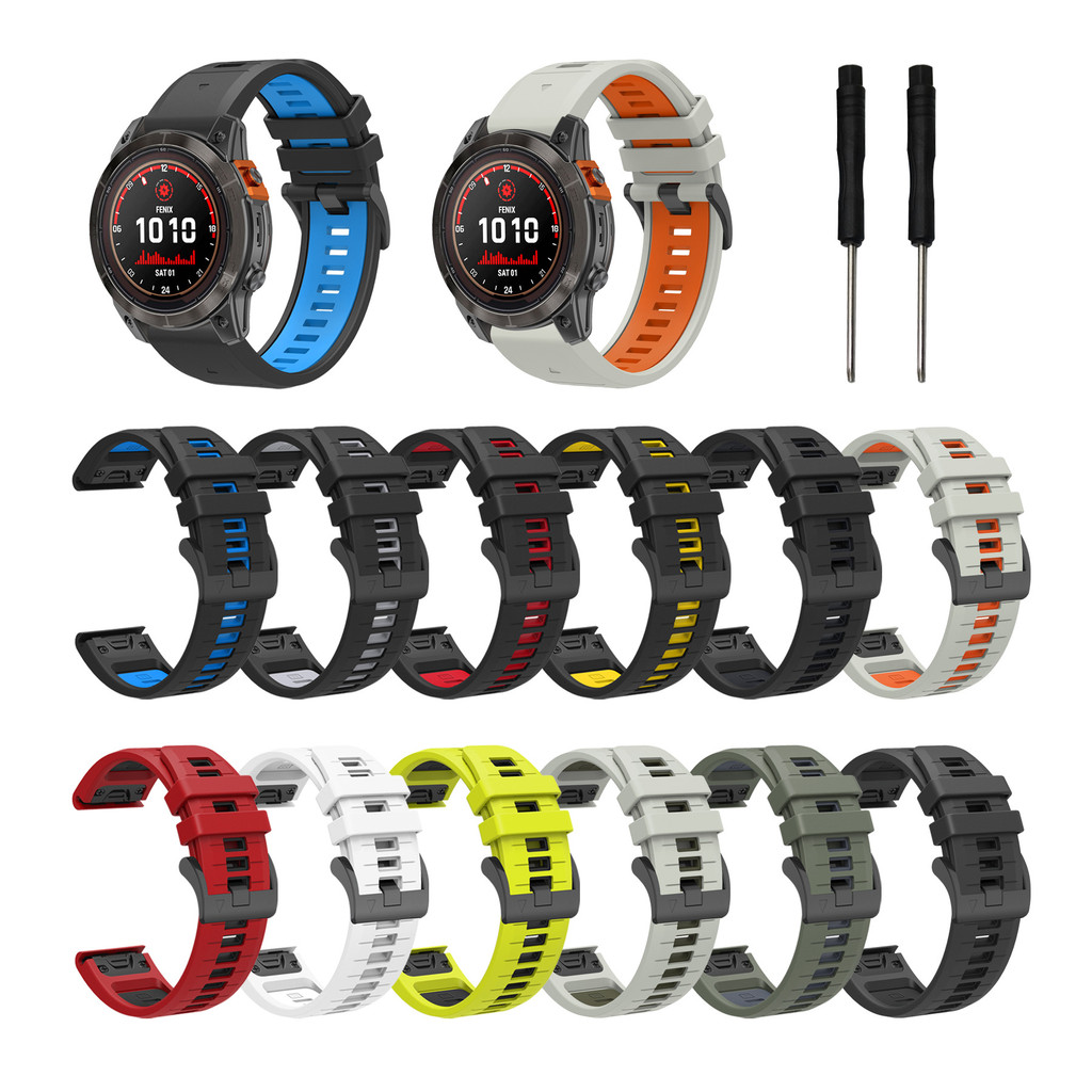 Thích hợp cho Garmin Fenix8 / 7pro / 6 Dây đeo silicon phát hành nhanh hai màu Fenix7x / 7xpro / 6x 