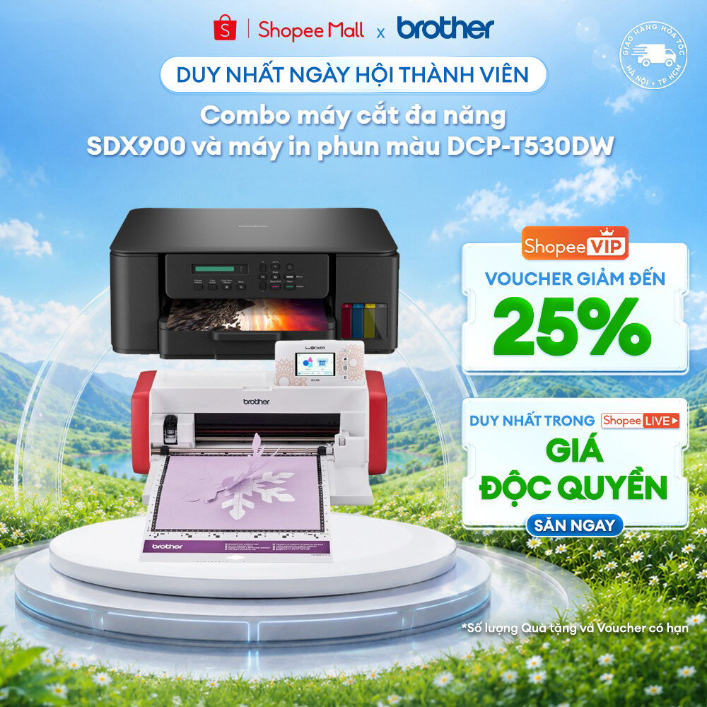Combo máy cắt SDX900 + máy in DCP-T530DW