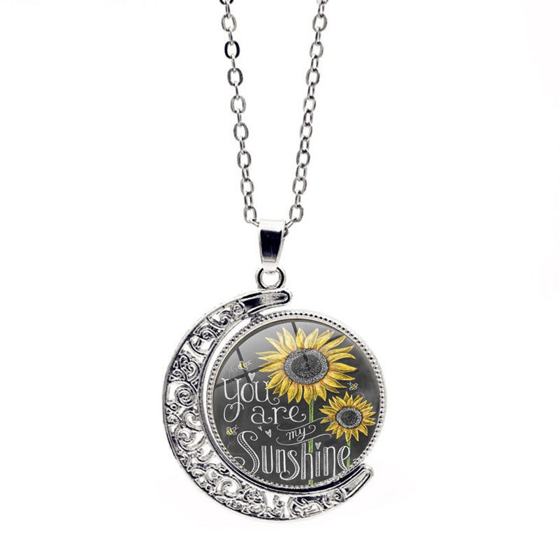 You Are My Sunshine Sunshine Vòng Cổ Trang Sức Châu Âu Mỹ Hai Mặt Xoay Mặt Trăng Mặt Dây Chuyền Vòng