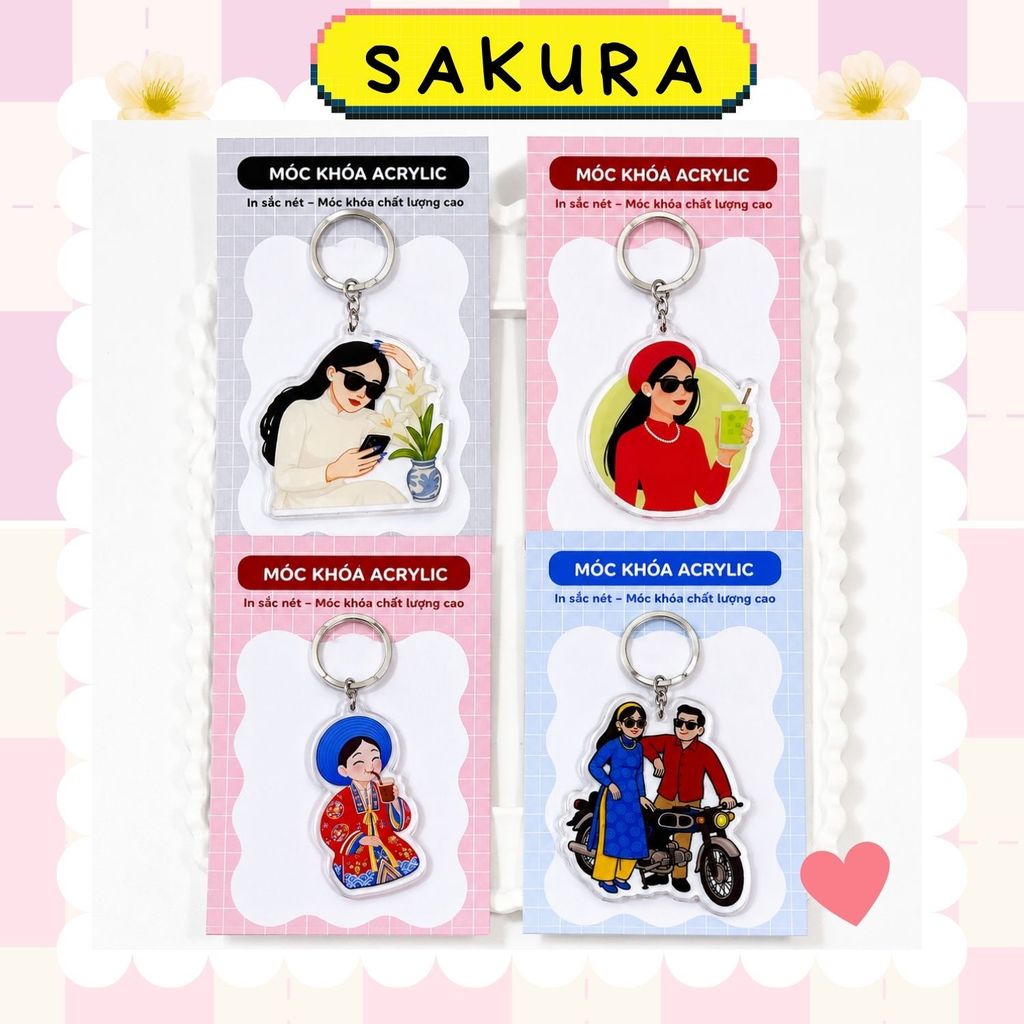 Móc Khóa Mica Việt Nam Phụ Kiện Treo Balo Bag Charm Quà Tặng Du Lịch Souvenir Tự Hào Việt Nam