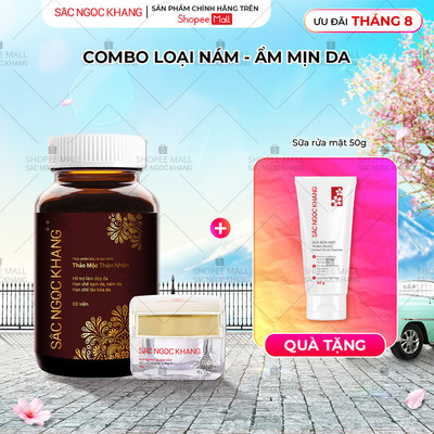 Bộ đôi cải thiện lão hóa, giảm nám SẮC NGỌC KHANG [Viên uống Sắc Ngọc Khang ++ & Kem dưỡng da ban đêm 10g]