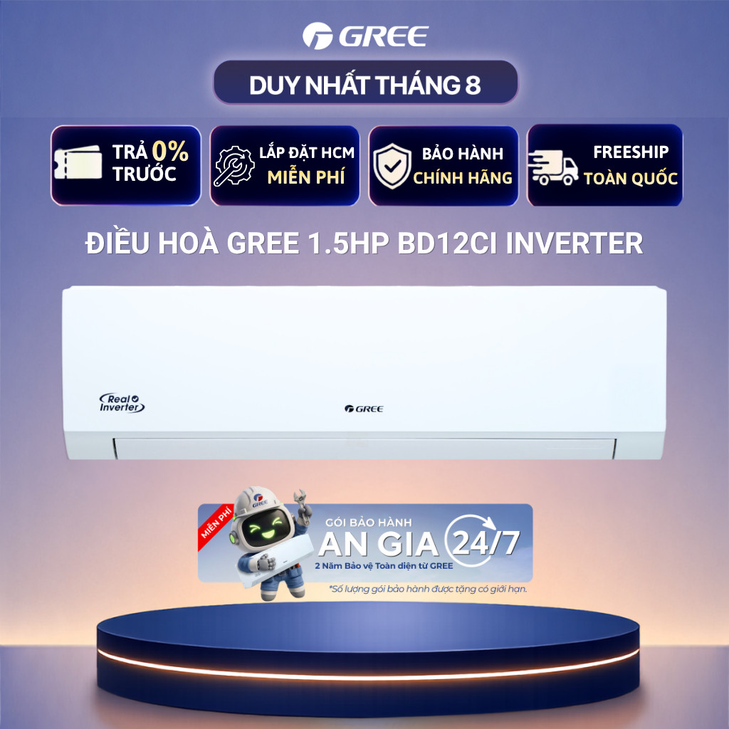 [FreeShip + Lắp HCM 0Đ] Máy lạnh/ Điều Hòa Gree Inverter 1.5HP BD12CI (Black Diamond) | Bảo Hành Chí