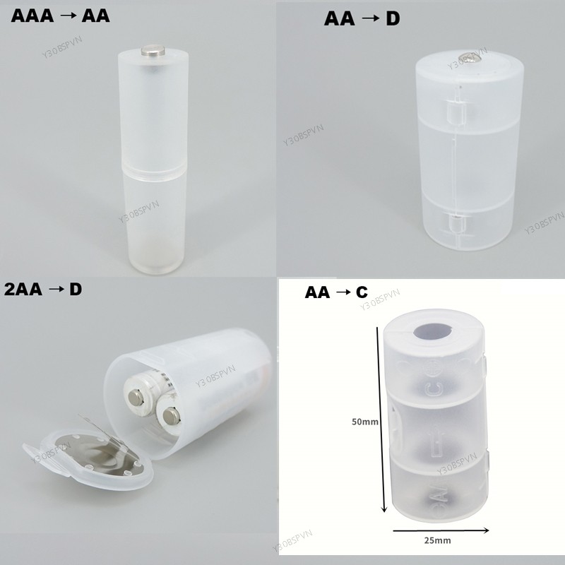 AAA / AA AAA sang C / D C D AA Pin Kết Hợp Tế Bào Pin Nhựa Hộp Bảo Quản Bộ Chuyển Đổi AAA AA Giá Đỡ 
