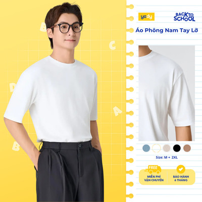 [BST The New T-Mate] Áo phông tay lỡ YODY áo thun nam cotton kiểu dáng basic trơn, phom relax, đi làm, đi học MCTS25S008